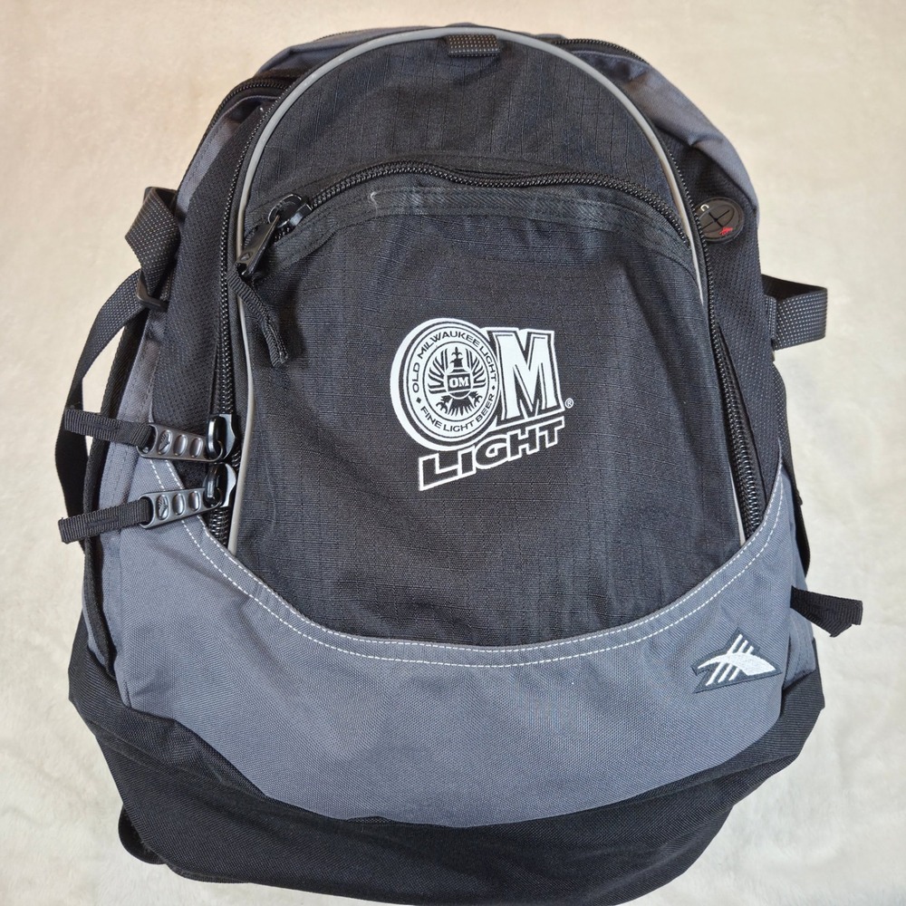 High Sierra Old Milwaukee Light Backpack Black Gray Ripstop Nylon OS